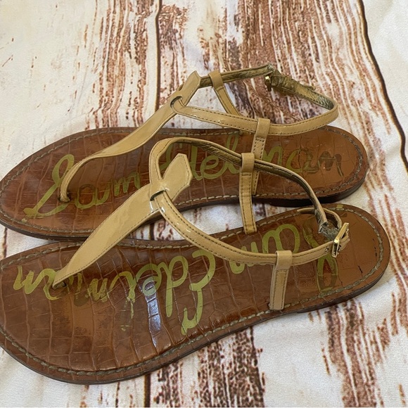 Sam Edelman Gigi T-strap Nude Sandal Size 8.5 Summer Vacay Shoes - Picture 4 of 12